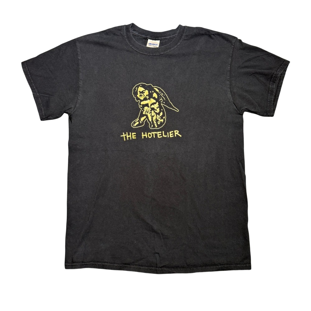 The Hotelier Band T-Shirt RARE Medium Black Angel Graphic Emo Indie Rock Gildan‎